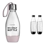 SodaStream My Only Bottle Pink - 0,5 Liter - Langlebige Flasche & DuoPack Fuse 2x 1L KST-Flasche - spülmaschinengeeignet (BPA frei) - Ersatzflaschen Wassersprudler mit PET-Flaschen, Schwarz