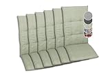 GO-DE Textil Bequeme und attraktive Polsterauflagen für Hochlehner-Gartenstühle (6er-Set, Uni grün, Hochlehner)