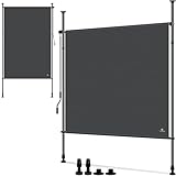 KESSER® Klemmmarkise Senkrechtmarkise 100x310cm Ausziehbar & Blickdicht Vertikalmarkise mit Handkurbel ohne Bohren Balkon-Sichtschutz & Windschutz für Garten & Terrasse Wasserfest Anthrazit