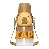 Süße Capybara Wasserflasche – isolierte Flasche für Getränke, Thermo-Trinkbecher mit großem Fassungsvermögen, Edelstahl-Reisebecher zum Radfahren,