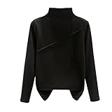 FWSHANGMAO Thermo-Unterwäsche für Damen mit Rollkragen, Langärmelig, Baselayer-Oberteil, Leichtes Microfleece-T-Shirt für Den Winter, Thermo-Unterhemd für Damen, Schwarz, M