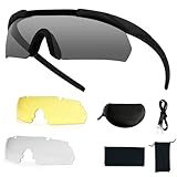 Polarisierte Schießbrille,Schießbrille,Taktische Militärische MTB Brille,Schutzbrille,Laufbrille zum Radfahren,mit 3 Austauschbaren Gläsern,Für Labor Chemie,Fahrt Wandern Fischen Outdoor-Aktivitäten