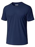 MAGCOMSEN Outdoor Shirt Herren Leicht Sommer Wandershirt UV Schutzkleidung Herren Atmungsaktiv Basic Kurzarm T-Shirt Rashguard Bade Laufshirts für Sport Dunkelblau L