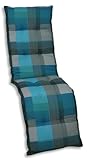 GO-DE Textil Bequeme und attraktive Polsterauflagen für Ralaxliegen (Einzelset, Karo Petrol/Grau, Relaxauflage)