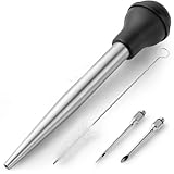 Corghd Truthahn-Bratenspritze zum Kochen, lebensmittelechtes Metall, Truthahnspritze für Fleisch, Grill, Gewürzröhre mit abnehmbaren Nadeln und