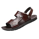 Generisch Sommer Herren Sandalen Dicken Sohlen Verschleißfeste LässigeSandalen Rutschfeste Autofahrer Ledersandalen Flach Bequem Passt auf den Rist Wandern Freizeitsandale