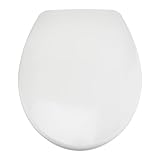 Amazon Basics Oval Robuster WC-Sitz aus Urea-Material mit Absenkautomatik, leicht abnehmbar, 37 x 42.5 cm, Universalgröße, Weiß