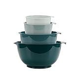 BoxedHome Mixing Bowl Grün Set Rührschüssel Set Kunststoff Salatschüssel rutschfest stapelbar Servierschalen für Küche Rührschüssel-Set 4-teiliges