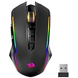 Redragon Gaming Maus Kabellose, RGB Wiederaufladbare Maus Gaming mit 9 Macro Editing Programmierbare Tasten/8000 DPI, Ergonomische Wireless Gaming Maus, 70Hrs für PC/Mac Game