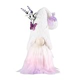 ENLACE Frühling Wichtel, Schmetterling Wichtel mit Lavendel, Handgefertigte Frühlingdeko Wichtel Figuren, Frühling Sommer Schmetterling Wichtel für Home Farmhouse Kitchen Decor Muttertag