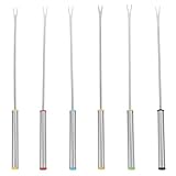 Mobestech 6 Stück Grillgabel aus Edelstahl mit Hitzebeständigem Griff Schokoladenfondue und Käsegabeln für Hot Pot Barbecue und Obstspieße