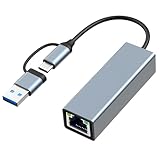 USB C auf Ethernet Adapter mit USB 3.0 auf RJ45 1000 Mbps Verkabeltes Netzwerk 10/100/1000 Gigabit LAN Ethernet Adapter für Windows XP, MAC OS, Linux, Vista 7 8 10 11