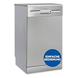 Exquisit Geschirrspüler, 9 Maßgedecke, Spülmaschine 45 cm, Power+, ECO-Modus, Geschirrspüler 45 cm, GSP59109-030E silber
