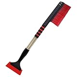 LAANCOO Auto Schneebürste und Eiskratzer, tragbare ausziehbare Eisschaber für Autosscheibe, verstellbare Schneebürste für, Lastwagen, SUV, rot 23.62-30.71