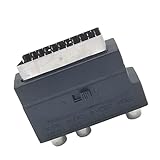 Glanhbnol Scart-auf-3RCA-Buchsenadapter mit 21-poligem Stecker und An-/Aus-Taste zur Verbesserung des Videos