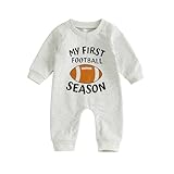 Qianderer Baby-Overall für Babys, Jungen, Mädchen, Fußballsaison, Uhr, Fußball mit Papa, lustiger Strampler, Spielanzug, Sweatshirt, Gray My First Football Season, 12-18 Months