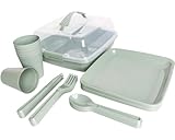 Michelino 32-tlg. Picknick-Set ALYTHIA Picknickset Besteck Geschirr Camping Besteck Campingset Essgeschirr-Set (Grün)