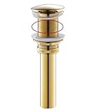 GSCLZ Waschbecken-Flaschensiphon aus Messing, Siphon-Abflüsse mit goldenem Pop-Up-Ablaufrohr.(Without Hole)