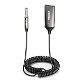 UGREEN Aux Bluetooth Adapter Auto Bluetooth 5.3 Empfänger Klinke für Freisprechanruf und Wireless Musik kompatibel mit Auto mit Aux und USB Anschluss, Lautsprecher, Verstärker (Grau-Standard)