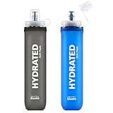 SLUXKE 500ml Faltbare Trinkflasche Set von 2, Faltbare Wasserflasche TPU Soft Flask, Leichte, Flexible, Rollbare, BPA FREIE Sportflasche zum Wandern Camping Fitness Klettern