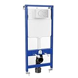 Vorwandelement WC Set Komplett - Unterputz Spülkasten mit Betätigungsplatte, 2-Mengen Spülung & Höhenverstellbar - Leise, Wassersparend und Platzsparend für Wand-WC (Hänge-WC)