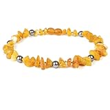 Bernsteinkette für Hunde & Katzen – Echtes Bernstein Halsband – Natürliches Bernsteinhalsband für große & kleine Hunde und Katzen (Grauakzent, 42 cm)