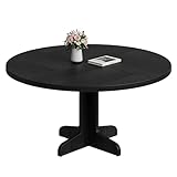 GarveeMore Runder Esszimmertisch für 4–6 Personen, 120 cm Tisch mit Holzsockel,Schwarz,Moderne runde Esstische für Küche, Esszimmer und Wohnzimmer(Nur Tisch)