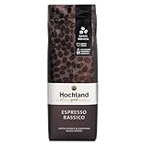 Hochland Kaffee – Espresso Rassico 250g (ganze Bohne) – Kräftig und Süßlich – Noten von Bitterschokolade, Mandeln, Limette – Ideal für Siebträger & Vollautomaten – Lateinamerika & Indien