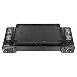ROGONPDK 2 Flammig Campingkocher, Tragbarer Camping Grill Gas Stove, Outdoor Camping Gas Kocher, Grillplatte Tischgrill Koffer, Aluminium Tischgrill GasHerd, für Grillpartys auf der Terrasse