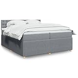 LAPOOH Boxspringbett mit Matratze Hellgrau 200x200 cm Stoff, Bett, Bettgestell, Jugendbett, Schlafzimmer Bett, Bed Frame - 3289877