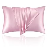 Zozojo Satin-Kissenbezug, glatt für Haar und Gesicht, kühlende Satin-Kissenbezüge, seidige Kissenbezüge mit Hotelverschluss, 2er-Pack, Queen-Size-Größe (50,8 x 76,2 cm), Rosa