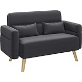 Yaheetech 2-Sitzer Sofa Clubsofa Kleines Polstersofa mit 2 Lendenkissen Modernes Sitzmöbel Loveseat Sitzfläche 96 × 51 cm für kleine Räume/Wohnzimmer/Schlafzimmer/Spielzimmer Grau