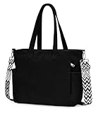 oscaurt Handtasche Damen Cord Tasche Shopper Groß Umhängetasche Tote Bag Crossbody Bag mit Schultergurt Beuteltasche Stofftasche für Arbeitstasche Einkaufen Reisen (1-Schwarz)