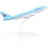 QIYUMOKE Boeing 747 Korean Airlines 1/400 Flugzeugmodell aus Druckgussmetall mit Ständer, Airline-Modell, Legierung, Display, Sammlerstück, Modellbausatz für Luftfahrt-Enthusiasten, Geschenk