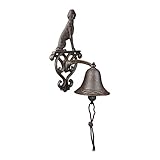 Relaxdays Türglocke Gusseisen, antikes Design, Gartenglocke Hund, mit Kordel, Glocke für draußen, Wandglocke, braun