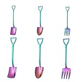 VICASKY 6 Stück Löffel Löffel Küchenversorgung Dessertlöffel für die Party Fruchtgabel Partyversorgung löffel aus edelstahl Obstlöffel Rostfreier Stahl Colorful