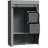 AONEGOLD Stoffschrank Faltschrank mit Schubladen und Kleiderstange Dunkelgrau mit Reißverschluss aus Vliesstoff für platzsparende Aufbewahrung