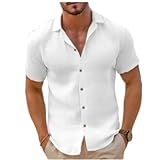 Kurzarm Herren Mode T-Shirt Herren Knopfleiste Shirt Herren Einfarbig T-Shirt Herren Casual T-Shirt Herren Gestreifte T-Shirt Herren F-White 3XL