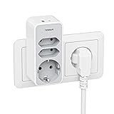 TESSAN Doppelstecker für Steckdose, 3 Fach Steckdosenadapter mit USB C 3600W, Mehrfachstecker für Steckdose, Doppelsteckdose mit 2 USB, Stecker Kompatibel mit Phone und Haushaltsgeräte, Grau