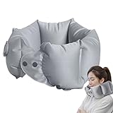 Tuxxjzm Nackenkissen für Flugzeug – Flugzeug-Nackenkissen für langen Flug, Kopfkissen, aufblasbar, verstellbar, bequeme Kopfstütze für Erwachsene und Kinder, auf langen Flügen