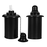 Veemoon 2 Stück Gartenbrennerglas Fackel Kanister Anlage Wieder auffüllbar feuerkorb Flamme Haltbarer Metallbehälter Brennstoffbehälter Brennerbehälter für draußen Eisen Black