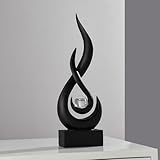 FJSPERM Schwarze Deko Moderne Flamme Statue Dekorationen für Wohnzimmer, Minimalist Statuen Regal Deko Akzente, Abstrakte Kunst Skulpturen Dekor für Esszimmer Büro Couchtisch Centerpiece