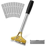 Druuzyl Tapetenentferner mit 10 Klingen - 30cm Tapetenschaber mit Gummigriff, Extra Stark für Wandfarbe, Bodenfliesen-Kleber und Abziehbilder, Farbschaber mit Stiel für Renovierung