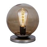 etc-shop LED Tischlampe Retro Filament Beistellleuchte Wohnzimmerlampe, Glaskugel rauch braun, 4W 200lm warmweiß, DxH 20 x 22,3 cm