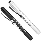 Diagnostikleuchte Pupillenleuchte, RISEMART 2 Stück Wiederverwendbare LED Stiftlampe mit Taschenclip alsr Krankenschwestern Ärzte Schüler Stiftlicht(Schwarz und weiß)