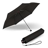Knirps Regenschirm C.050 Small Manual Black mit Schirmtasche I kleiner Regenschirm für unterwegs I Handöffner Taschenschirm I Regenschirm windstabil & leicht I Mini Schirm