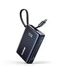 Baseus Picogo Powerbank, Power Bank 10000mAh 45W mit integriertem USB-C Kabel, PD 3.0 QC 4+ Externe Handyakkus, 2 Typ-C und 1 USB-A, für iPhone 16/15/14 Pro Max, iPad, AirPods, Galaxy S24 Ultra, usw
