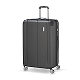 Travelite Hartschalenkoffer groß, erweiterbar, 4 Rollen, City, Trolley mit kratzfester Oberfläche, TSA Schloss, Dehnfalte, 77 cm, 113-124 Liter