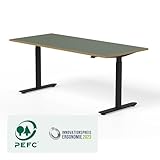 ofinto Elektrisch höhenverstellbarer Bürotisch Rise 120cm x 80cmTischplatte: Olive; Beine: Schwarz ; Mit Kabelmanagement-System; Schreibtisch Sitz-Steh