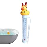 Qurygin Schwimmender Pooltemperaturmesser, schwimmender Pooltemperaturmesser | Badetemperaturmesser für Kinder mit Schnur,Teichtemperaturmesser, schwimmende Ente, Wassertemperaturmesser für, Spa